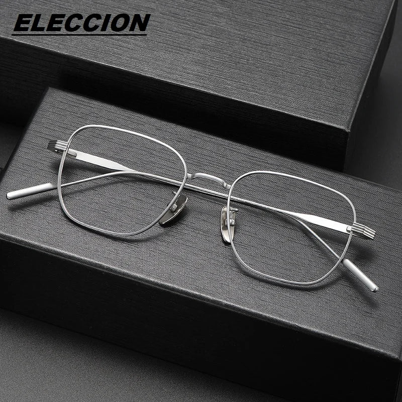 Eleccion Women's Full Rim Flat Top Polygon Titanium Eyeglasses 80809 Full Rim Eleccion