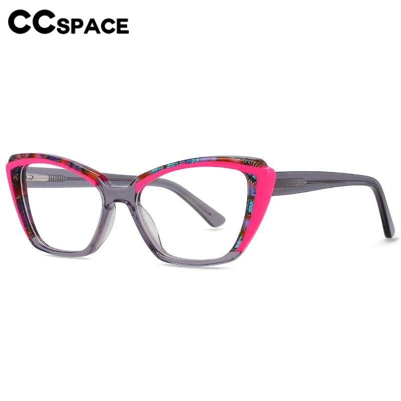 CCSpace Unisex Full Rim Square Cat Eye Acetate Eyeglasses 56558 Full Rim CCspace   