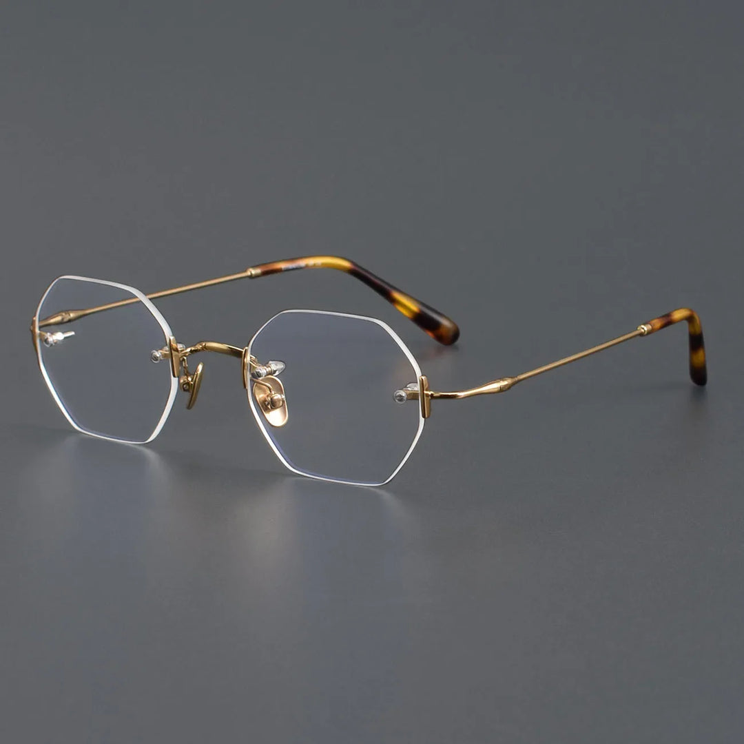 Aror Women's Rimless Polygon Oval Titanium Eyeglasses 4909 Rimless Aror Gold