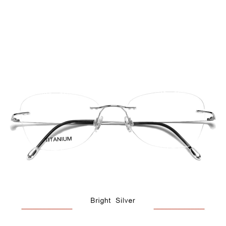 Brightzone Unisex Rimless Polygon Square Titanium Eyeglasses 71613 Rimless Brightzone Bright Silver