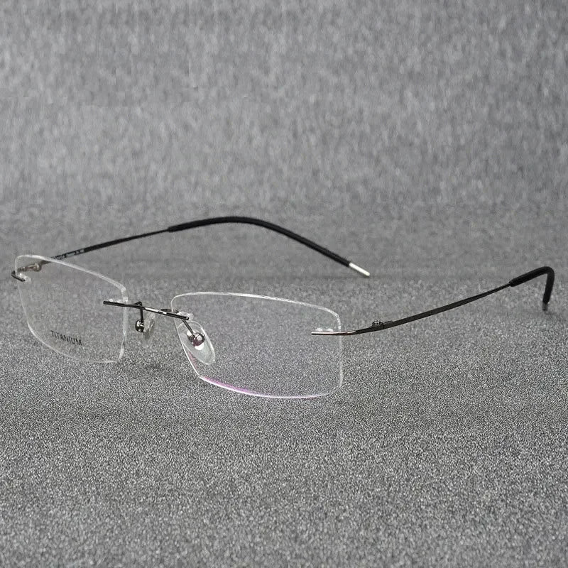 Handoer Unisex Rimless Square Titanium Alloy Eyeglasses 6210 Rimless Handoer GRAY  