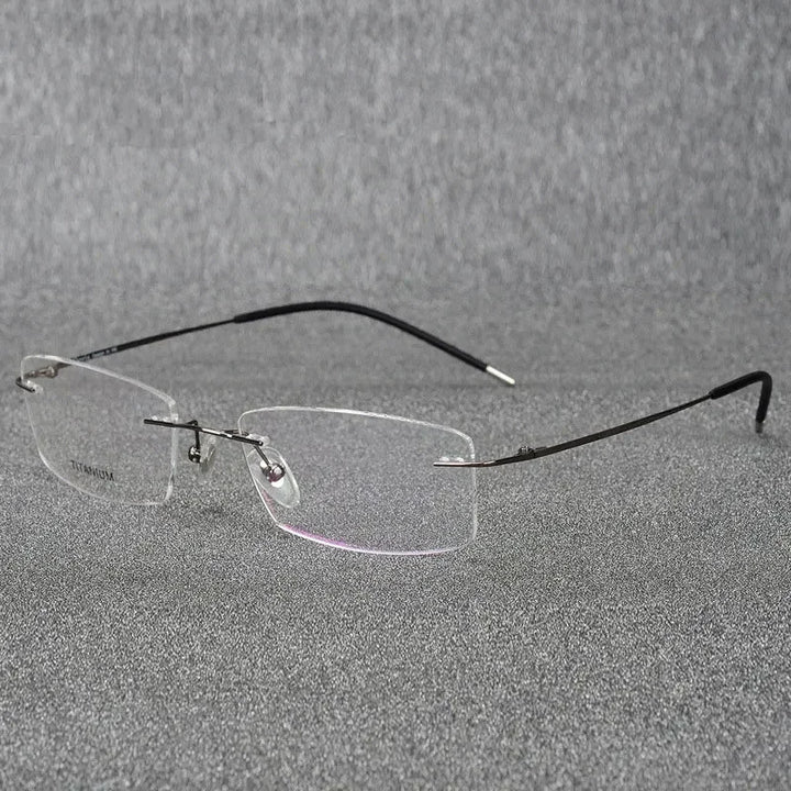 Handoer Unisex Rimless Square Titanium Alloy Eyeglasses 6210 Rimless Handoer GRAY  