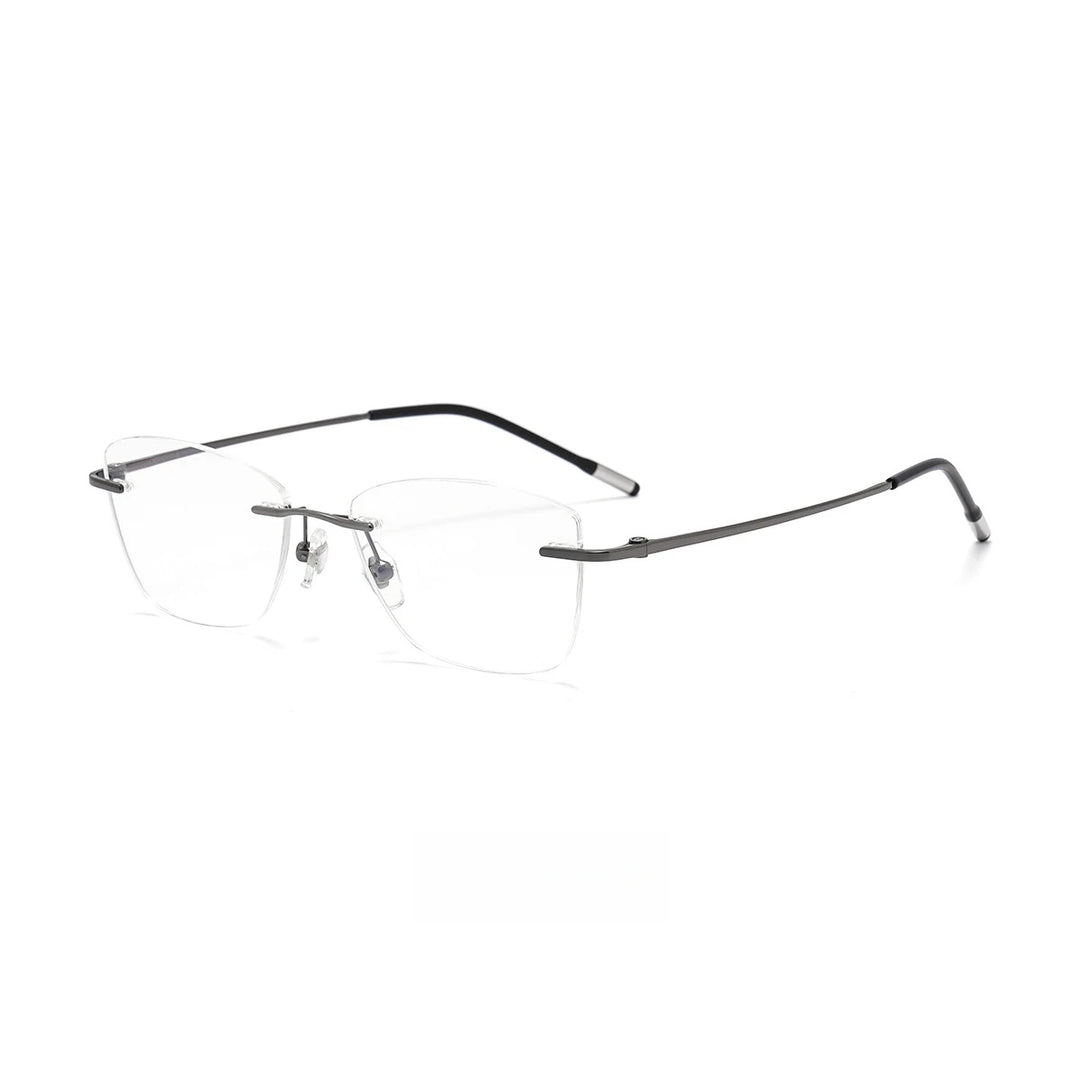 Yimaruili Women's Rimless Cat Eye Polygon Titanium Eyeglasses 41022 Rimless Yimaruili Eyeglasses Gun