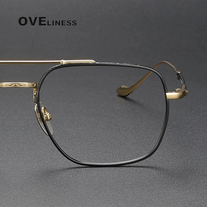 Oveliness Unisex Full Rim Square Double Bridge Titanium Eyeglasses Om3123 Full Rim Oveliness   