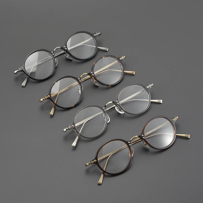 Black Mask Unisex Full Rim Round Titanium Acetate Eyeglasses 635957