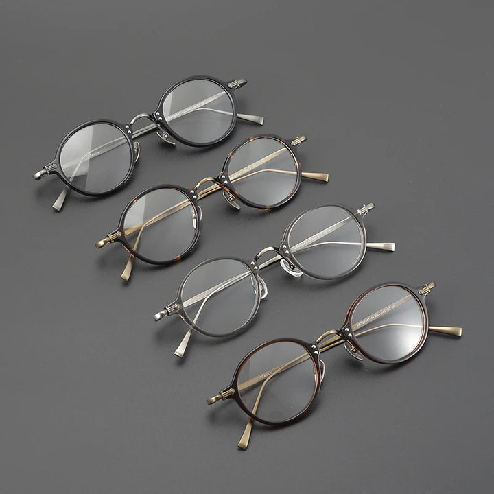 Black Mask Unisex Full Rim Round Titanium Acetate Eyeglasses 635957