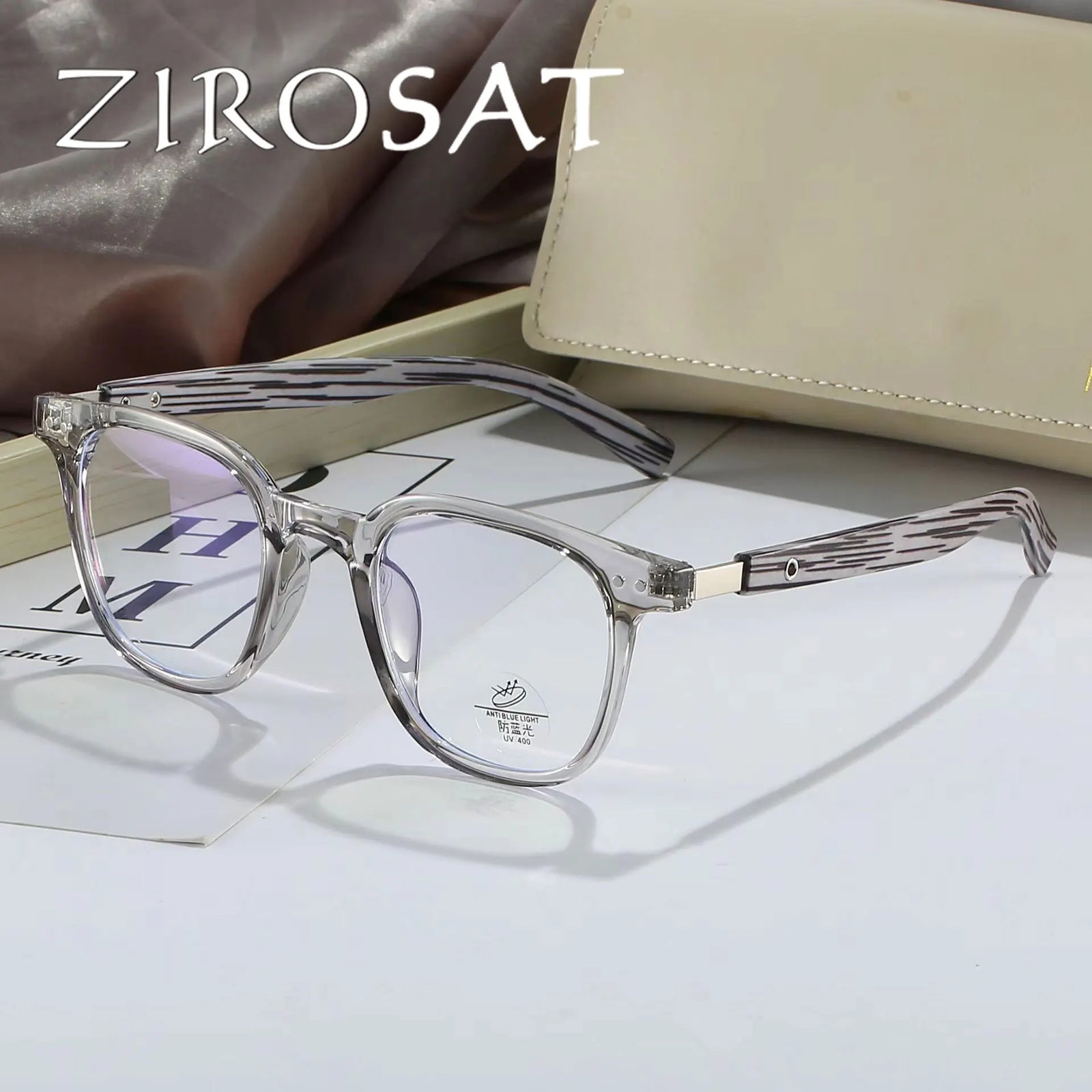 Zirosat Unisex Full Rim Big Oval Square Tr 90 Alloy Eyeglasses 83026 Full Rim Zirosat