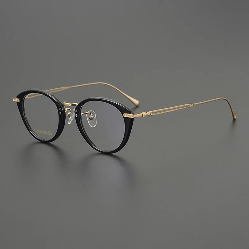 Nobler Unisex Full Rim Oval Acetate Titanium Eyeglasses 98009