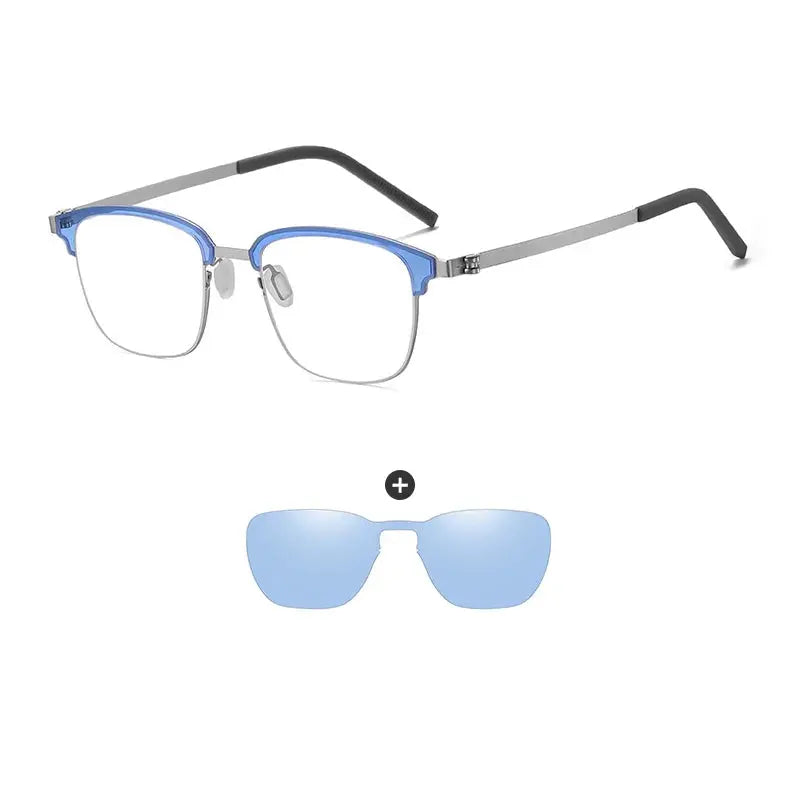 Gmei 790377 Unisex Full Rim Square Steel Frames Clip On Sunglasses FuzWeb