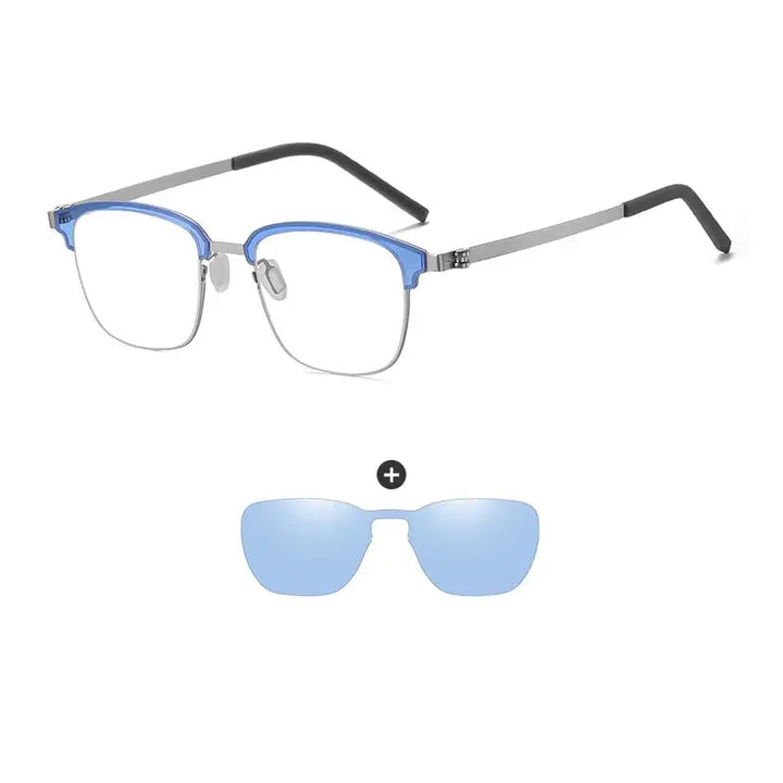 Gmei 790377 Unisex Full Rim Square Steel Frames Clip On Sunglasses FuzWeb