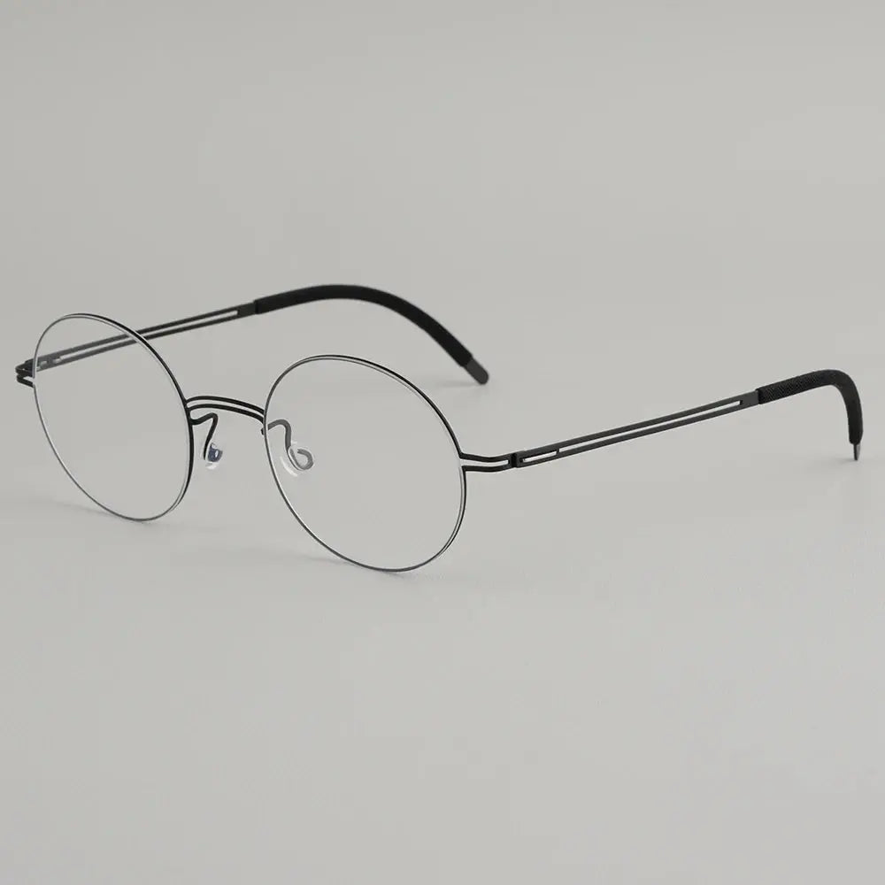 Bobbie 470100 Unisex Screwless Full Rim Round Titanium Frames FuzWeb