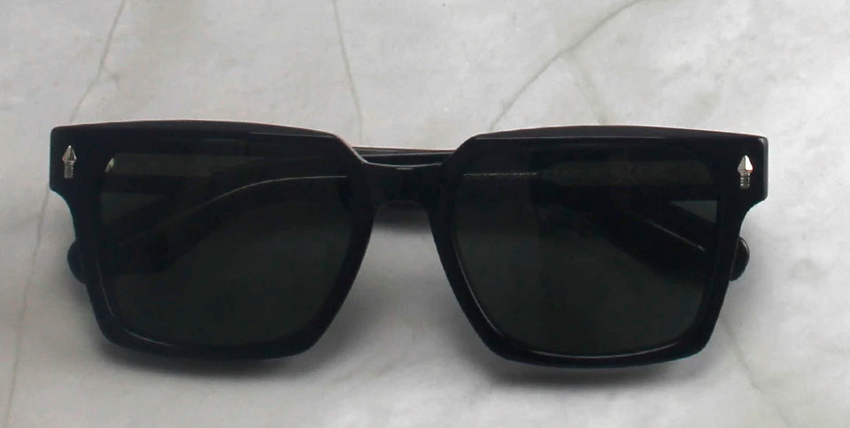 Esnbie Unisex Full Rim Square Brow Line Acetate Tac Sunglasses 240821