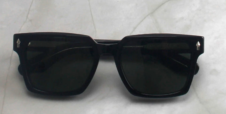 Esnbie Unisex Full Rim Square Brow Line Acetate Tac Sunglasses 240821