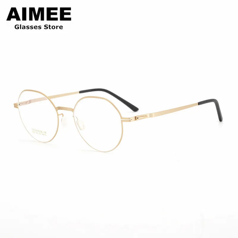 Aimee Unisex Full Rim Flat Top Round Stainless Steel Eyeglasses 13219 Full Rim Aimee   