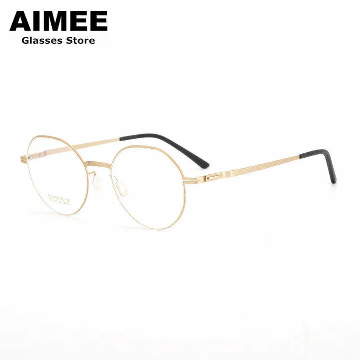 Aimee Unisex Full Rim Flat Top Round Stainless Steel Eyeglasses 13219 Full Rim Aimee   