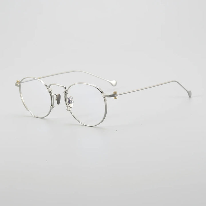 Muzz Unisex Full Rim Round Titanium Eyeglasses 1968d Full Rim Muzz Silver  