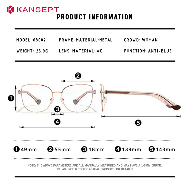 Kansept Women's Full Rim Oval Cat Eye Tr 90 Alloy Reading Glasses 68002