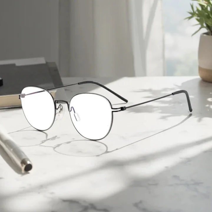 Blackmask Unisex Full Rim Round Titanium Eyeglasses BM-P9892