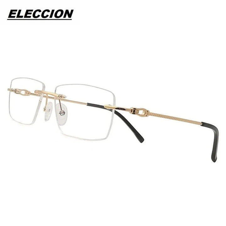 Eleccion Unisex Rimless Square Titanium Eyeglasses 16061