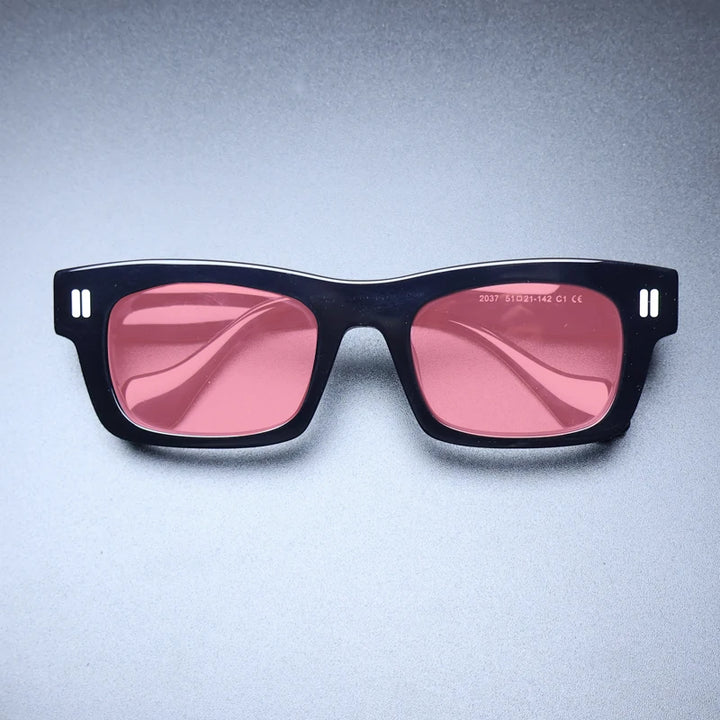 Gatenac Unisex Full Rim Square Acetate Polarized Sunglasses M004 Sunglasses Gatenac Black Pink  
