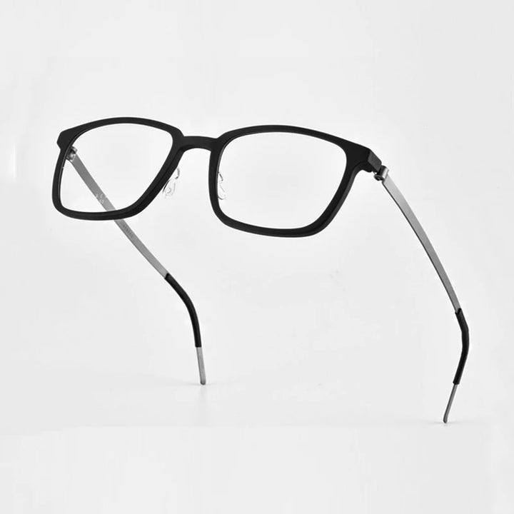 Black Mask Unisex Full Rim Square Titanium Acetate Screwless Eyeglasses 1231 Full Rim Black Mask   