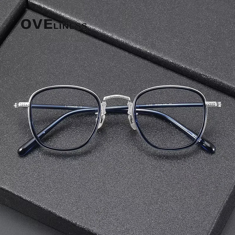 Oveliness Women's Full Rim Square Acetate Titanium Eyeglasses 214043