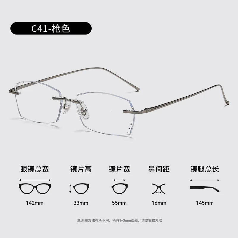 Bclear Unisex Rimless Polygon Square Titanium Eyeglasses 694528