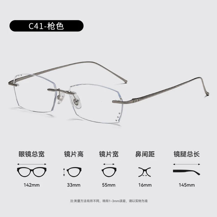 Bclear Unisex Rimless Polygon Square Titanium Eyeglasses 694528