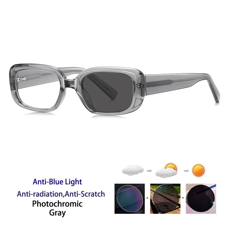 Kocolior Unisex Full Rim Square Acetate Photochromic Reading Glasses 412241