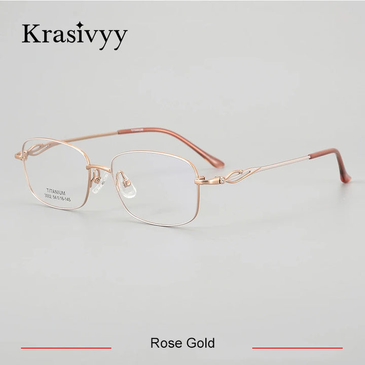 Krasivyy Woman's Full Rim Square Titanium Eyeglasses 443002 Full Rim Krasivyy Rose Gold  