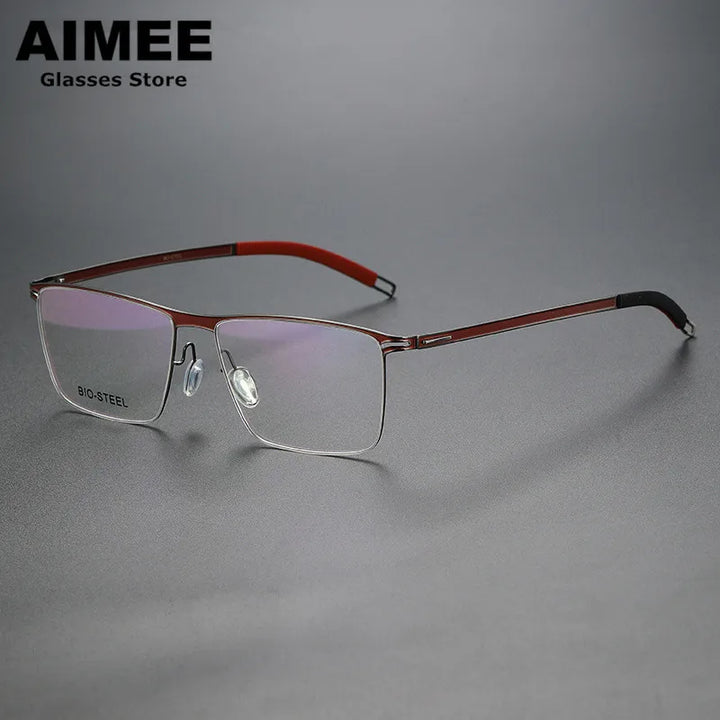 Aimee Unisex Full Rim Square Screwless Titanium Acetate Eyeglasses 22261 Full Rim Aimee   