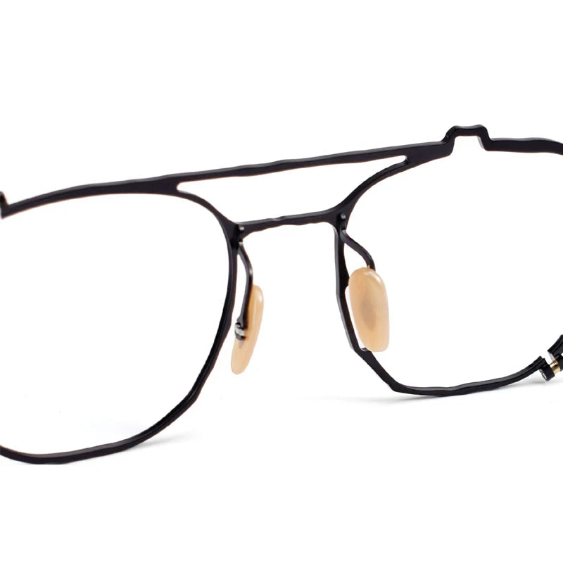 Muzz Unisex Full Rim Double Bridge Round Titanium Eyeglasses 0080 Full Rim Muzz   