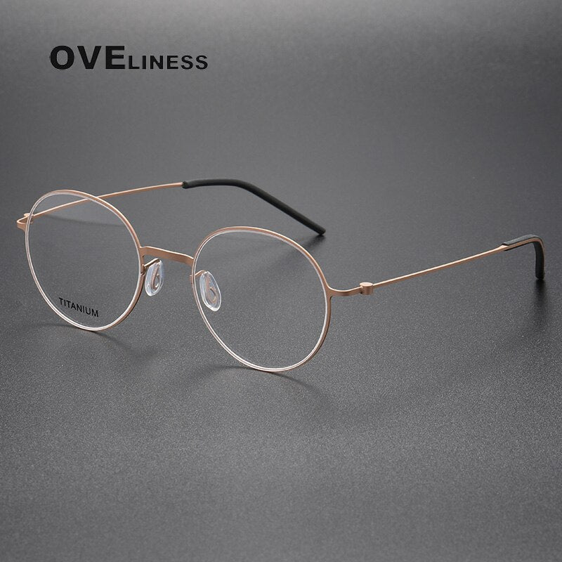 Oveliness Unisex Full Rim Round Screwless Titanium Eyeglasses 5501 Full Rim Oveliness rose gold  