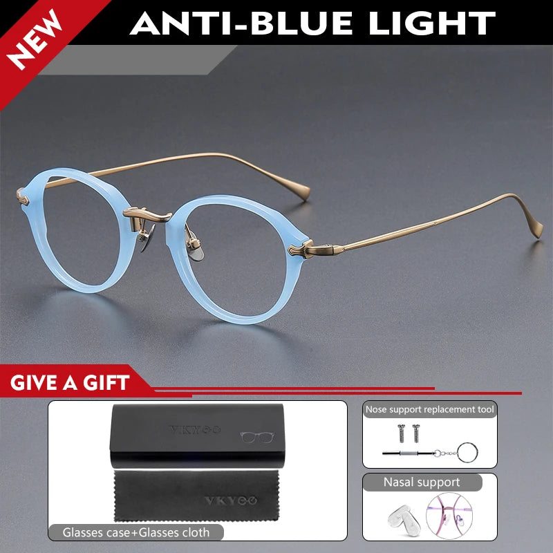 Vicky Unisex Full Rim Oval Acetate Titanium Reading Glasses 517182