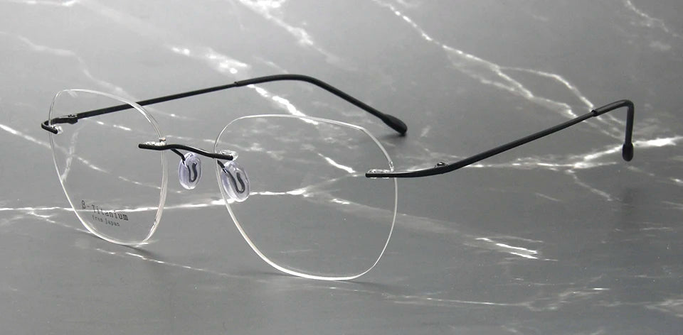 Esnbie Unisex Rimless Polygon Square Titanium Eyeglasses 243212
