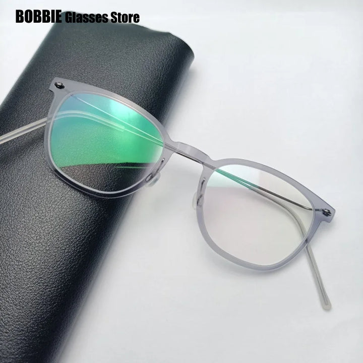 Bobbie Unisex Full Rim Square Acetate Titanium Eyeglasses 596609