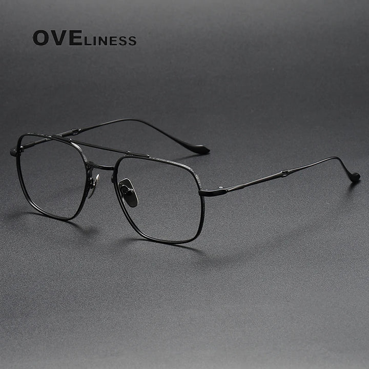 Oveliness Unisex Full Rim Square Double Bridge Titanium Eyeglasses Om3123 Full Rim Oveliness black  