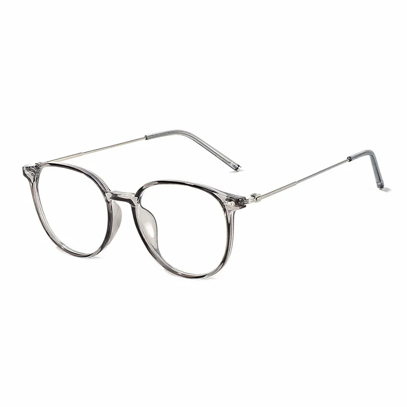 Ralferty Women's Full Rim Round Tr 90 Acetate Eyeglasses R85068 Full Rim Ralferty C4 Clear Gray CHINA 