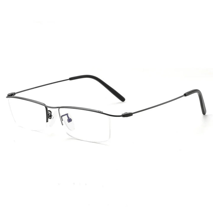 Hdcrafter Unisex Semi Rim Browline Square Titanium Eyeglasses 6688 Semi Rim Hdcrafter Eyeglasses black  