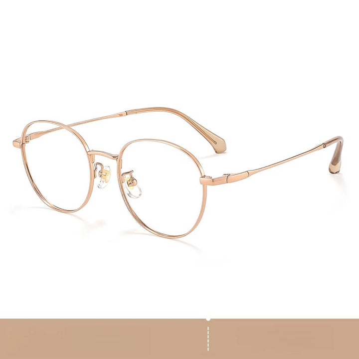 Yimaruili Unisex Full Rim Round Pure Titanium Eyeglasses 23822 — view 4 | Yimaruili at FuzWeb