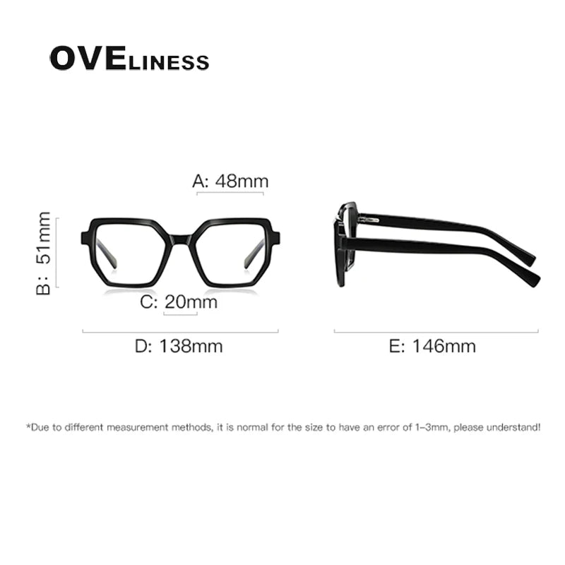 Oveliness Unisex Full Rim Flat Top Polygon Tr 90 Titanium Eyeglasses 2143 Full Rim Oveliness   