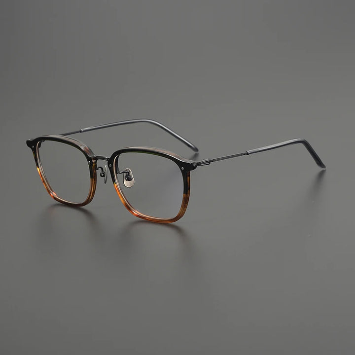 Gatenac Men's Full Rim Square Acetate Titanium Eyeglasses Gxyj1581