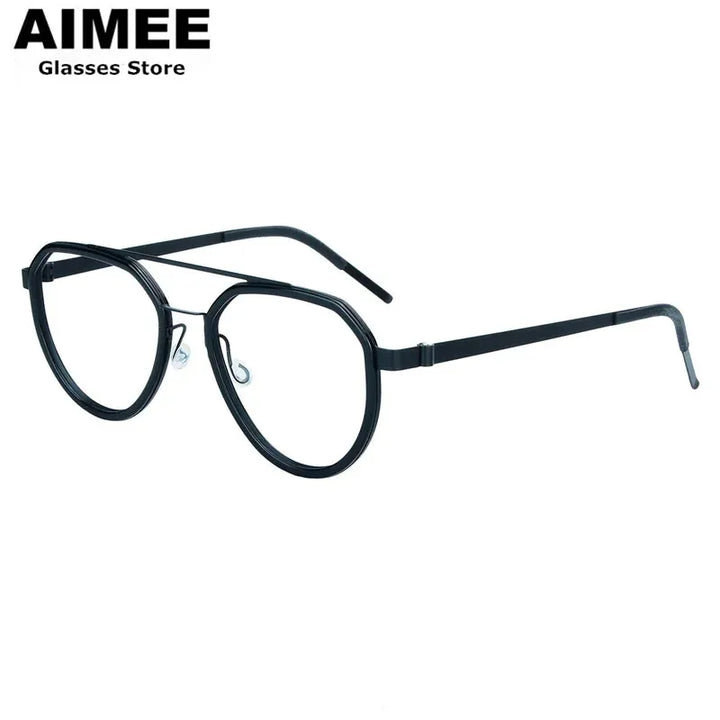 Aimee Unisex Full Rim Oval Double Bridge Titanium Eyeglasses 9745