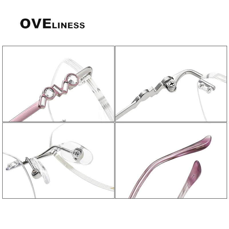 Oveliness Women's Rimless Flat Top Oval Titanium Eyeglasses 6015 Rimless Oveliness   