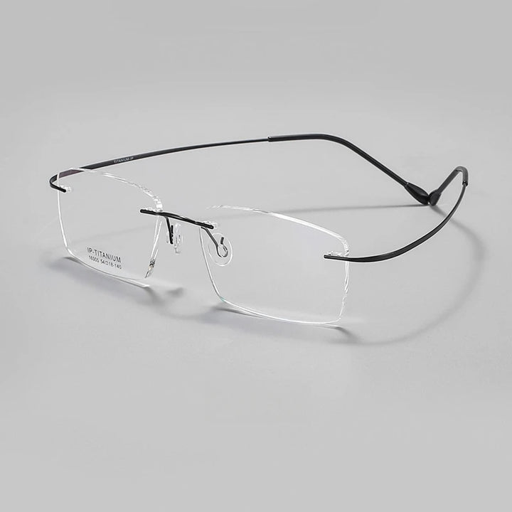 Yimaruili Unisex Rimless Square Oval Titanium Eyeglasses 41600 Rimless Yimaruili Eyeglasses Black