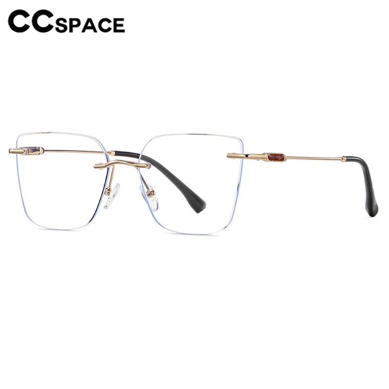 CCspace Women's Rimless Square Alloy Spring Hinge Eyeglasses 302086 Rimless CCspace   