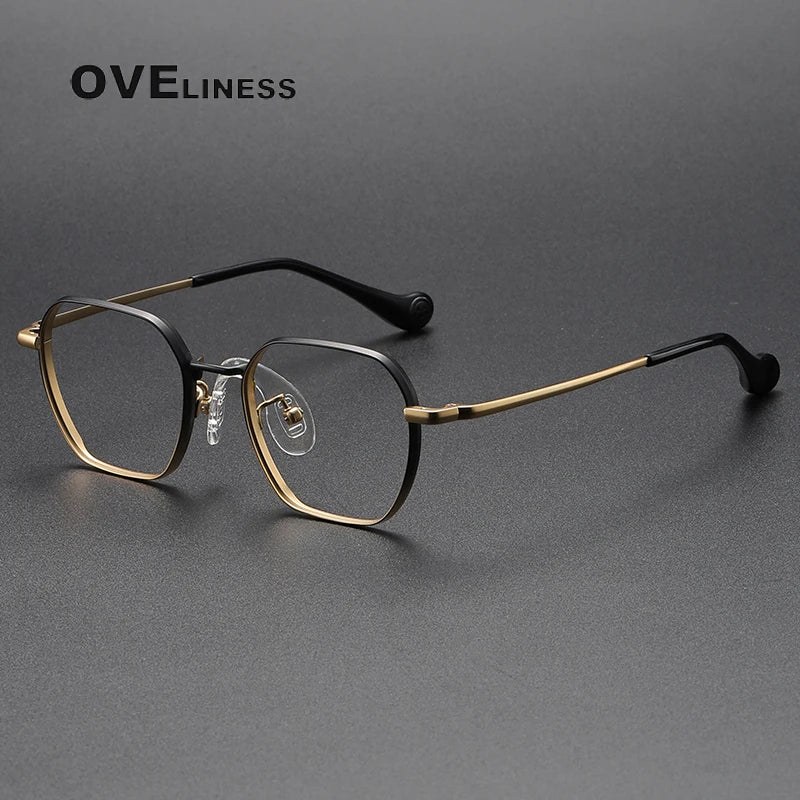 Oveliness Unisex Youth's Full Rim Square Titanium Eyeglasses  O80947 Full Rim Oveliness black gold  