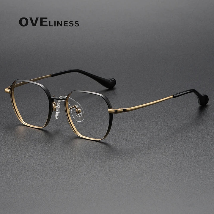 Oveliness Unisex Youth's Full Rim Square Titanium Eyeglasses  O80947 Full Rim Oveliness black gold  