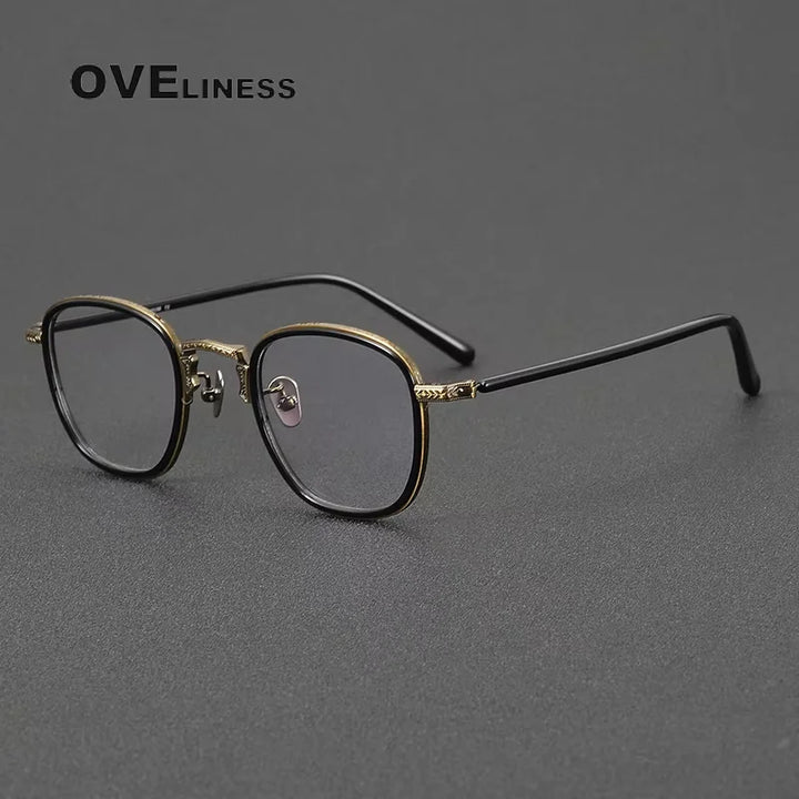 Oveliness Women's Full Rim Square Acetate Titanium Eyeglasses 214043