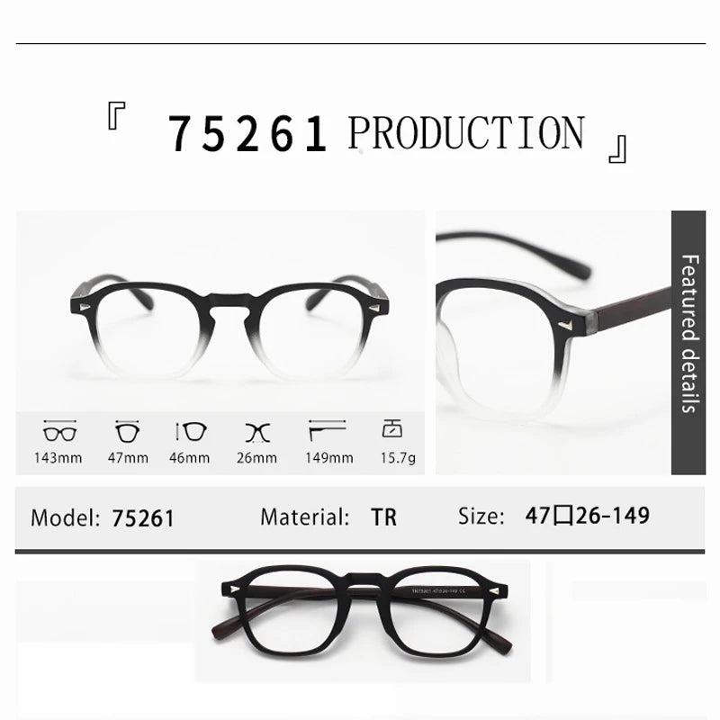 Kocolior Unisex Full Rim Square Tr 90 Alloy Photochromic Reading Glasses 75261